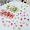 Flower Nail Charms, 100PCS 3D Flower Nail Art Gradient Red Pink Purple Green Resin Acrylic Rose Spring Nail Art Design Manicure DIY Nail Decoration for Women Girls