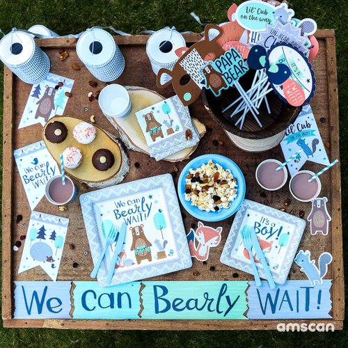 amscan Bear-ly Wait"It's A Boy" Stamp Beverage Napkins-5in-16pc