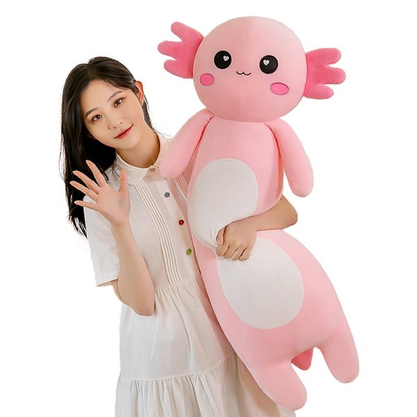 Somao Long Axolotl Plush Pillow, Cute Axolotl Stuffed Animal Body Plush Soft Plushies Doll Toy for Girls Boys(65cm/25.5inch,Pink)