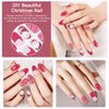 DUKASOU Semi Cured Gel Nail Strips,28 pcs Christmas Nail Stickers Full Nail Wraps,Long Lasting Gel Nail Strips with Any UV Light,Red Santa Sticker for Nails Easy to Apply