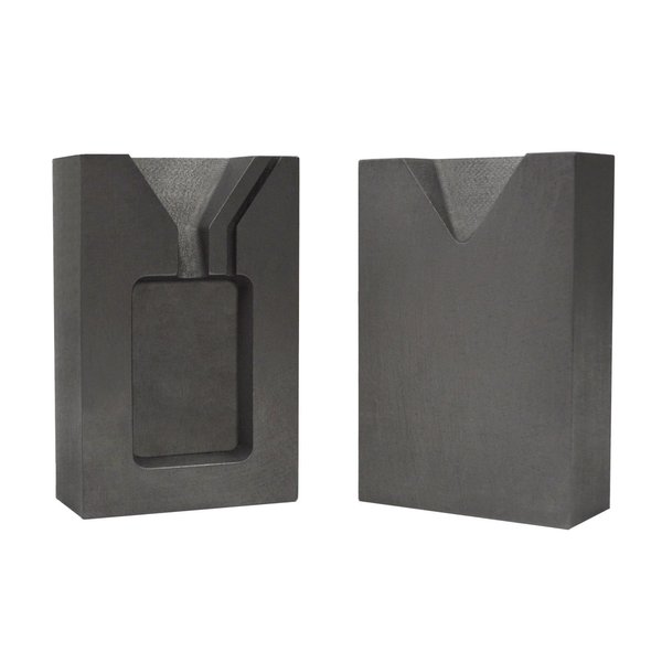 2 Troy Ounce Gold Rectangular Two Part Split Graphite Ingot Mold Precious Metal Casting Melting