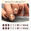 Morily Fall Press on Nails Short Square, Dark Red Fake Nails with Maple Leaf Designs Acrylic False Nails Autumn Artificial Nails Reusable Glossy Full Cover Stick on Nails for Women 24Pcs