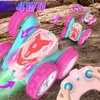 AFUNX RC Stunt Cars, Remote Control Car Double Sided 360° Flip Rotating 4WD 2.4Ghz Rechargeable Car Toy with Headlights For Outdoor & Indoor for 6-12 years old Kids Girls Boys Birthday Xmas Gift, Pink