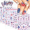 8 Sheets 4th of July Nail Art Stickers Decals Red White Blue Designs American Independence Day Patriotic Nail Stickers 3D Self-Adhesive USA Flag Map Eagle Statue of Liberty Nail Decals for Women