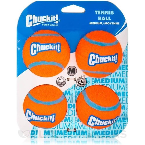 Chuckit! Dog Tennis Ball Dog Toy, Medium (2.5 Inch Diameter) for dogs 20-60 lbs, Pack of 4