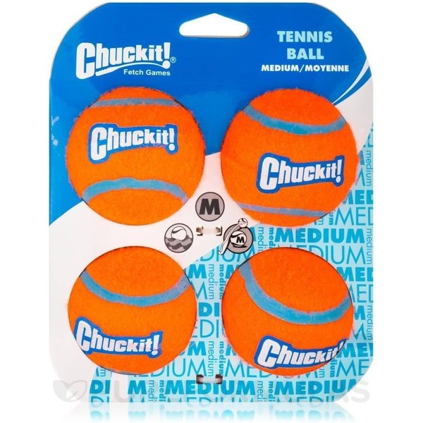 Chuckit! Dog Tennis Ball Dog Toy, Medium (2.5 Inch Diameter) for dogs 20-60 lbs, Pack of 4