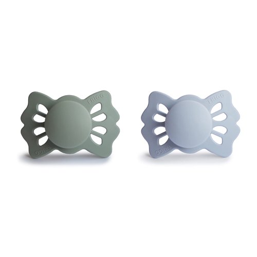 FRIGG Lucky Symmetrical SilkySoft Silicone Baby Pacifier | Made in Denmark | BPA-Free (Sage/Powder Blue, 0-6 Months)