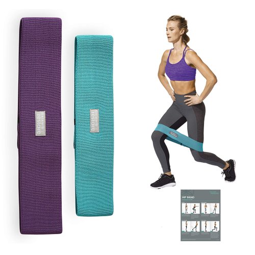Gaiam Restore Booty Bands Resistance Loops Hip Band Circle, Set of 2 Elastic Glute Bands for Women & Men in Progressive Resistance for Legs, Butt, Thigh, Squats, Ankle, Exercise Guide Included