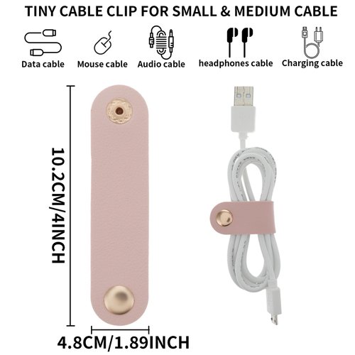 6 Pieces Cord Organizer, PU Leather Cable Organizer Reusable Cable Straps Clips Wire Ties Charging Cord Power Cord Earphone USB Holder Multipurpose Winder Holder Keeper Manager Management