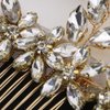Teyglen Gold Crystal Wedding Headpiece Flower Rhinestone Bridal Hair Comb Headband Hair Accessories for Bride Handmade Crystal Hair Piece Bridal Side Comb for Women Girls (Gold)