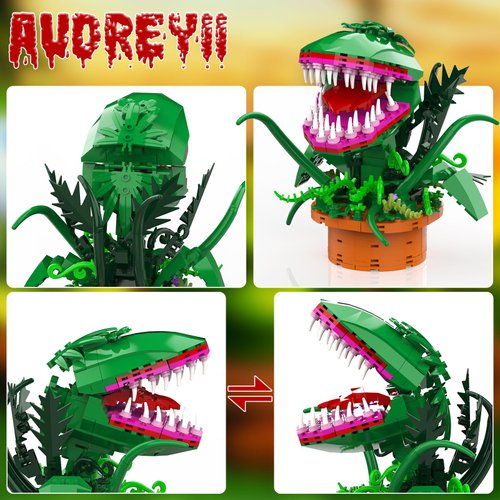 Audrey 2 Piranha Plant Building Toys Compatible with Lego Sets, Little Shop of Horrors Flowers Cannibal with Openable Mouth Building Blocks, Gift for TV Fans Birthday Halloween Christmas Kids Ages 8+