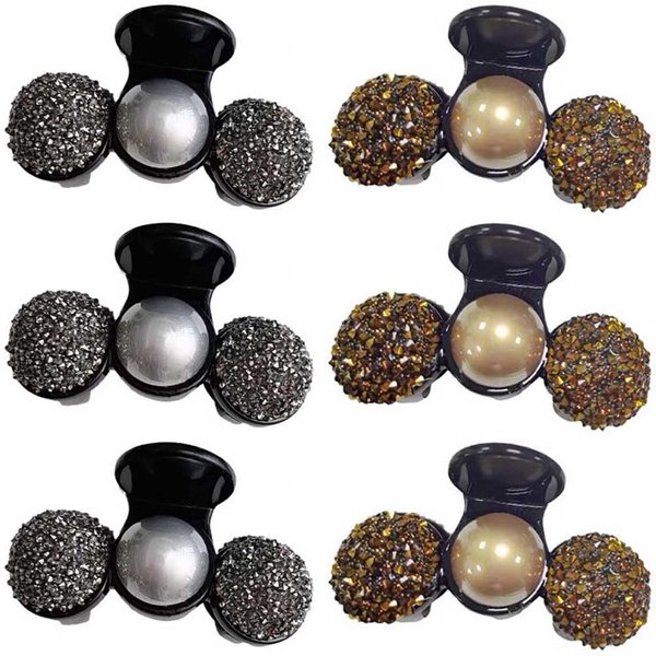 6 Pcs Sparkle Rhinestone Hair Claw Clips Small Crystal Pearl Hair Jaw Clips Non Slip Hair Barrette Hair Grips Hair Accessories for Women and Girls