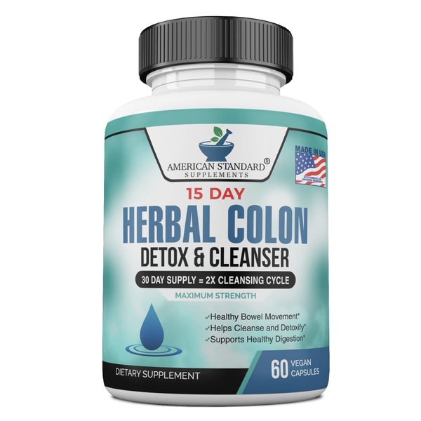 Colon Cleanse, Colon Detox, Colon Cleanse Pills, Colon Cleanser, Herbal Laxative, Detox Cleanser, Detox Supplements for Bloating, Constipation Relief, Digestive Health, Bowel Movement. 60 Vegan Caps