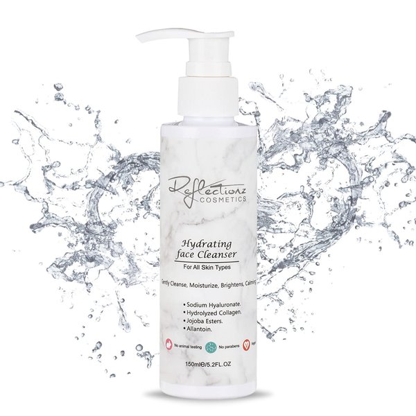Reflectionz Anti Aging Face Wash for Dry & Oily Skin with Hyaluronic Acid & Collagen, Gentle Hydrating Face Cleanser for Women & Men, Non-Foaming Facial Cleanser, 5.2 Oz