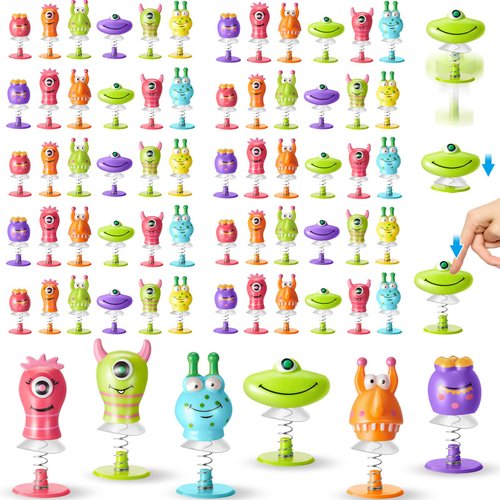 Deekin 100 Pieces Big Eye Animal Toys Spring Launchers Toys Jumping Toys Bouncy Party Favors for ...