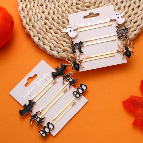 HZEYN 12 Pack Hallowen Hair Clips Spooky Ghost Spider Bat Devil Tree Bobby Pins Hair Accessories Costume Jewelry for Women Halloween Party Supplies (BOO Devil Tree)