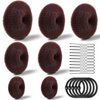 TsMADDTs Hair Bun Maker - Accessories Kit with 7pcs Donut Bun Makers, 5pcs Elastic Bands, 20pcs Hair Pins - Dark Brown