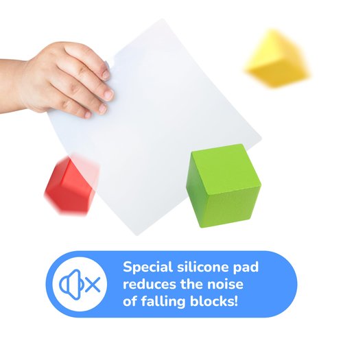 Bimi Boo Wooden Shape Sorter Toy for Babies - Classic Montessori Shape Sorter with Noise-Reducing Silicone Pad - Perfect Sorting Toy for Toddlers (8 Various Blocks, 1 Box, 1 Silicone Pad)