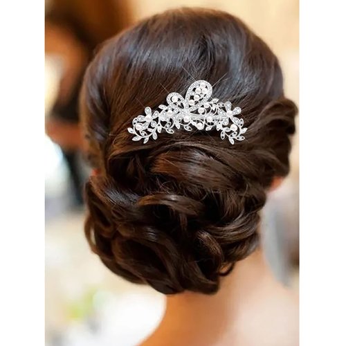 Women's Leaves Flower Bride Handmade Wedding Hair Comb Cristals Pearl Hair Accessories Art Deco Floral Bridal Side Combs Headpiece for Women, Brides Hair Accessories / Gift Box