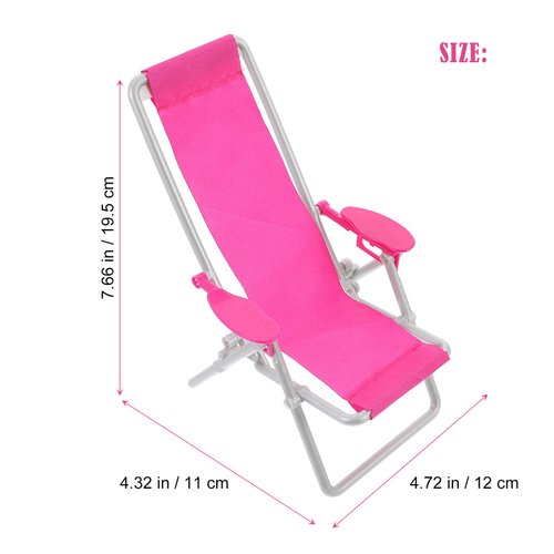 Toyvian 3Pcs Miniature Foldable Beach Chair Dollhouse Furniture Mini Deck Chair Longue Deck Chair Mini Furniture Accessories Accessories Rosy 3
