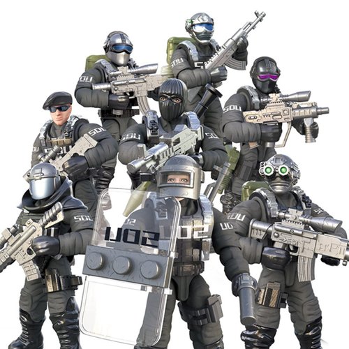 MEIEST SWAT Model Equipment Assembly Building Block Toys,8 PCS City Police Action Mini-Figures wi...