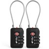 TSA Approved Luggage Travel Lock, Set-Your-Own Combination Lock for School Gym Locker, Luggage Suitcase Baggage Locks, Filing Cabinets, Toolbox, Case (Black, 2 Pack)
