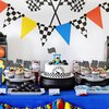 24Pcs Checkered Flag Cake Toppers,Glitter Race Car Cake Decorations, Racing Flags Cake Picks for Car Theme Party Supplies Baby Shower Kids Boys Birthday Party Supplies (Silver)
