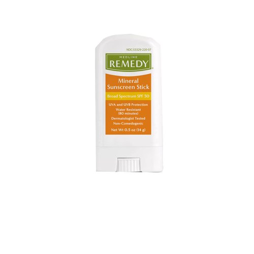 Medline Remedy Specialized Sunscreen Stick, SPF 50 Protection for Sensitive Skin, Water-Resistant, 0.5 oz.