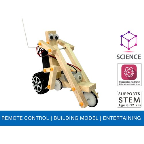 Pica Toys Wooden Wireless Remote Control Robotics Bicycle K3 - Creative Engineering Circuit Science STEM Building Kit - Electric Motor DIY Experiment for Kids, Teens and Adults