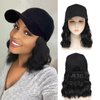 AliRobam Hat with Natural Wave hair Extensions attached for woman Baseball cap wig Short Bob Hairstyle Adjustable Wig (Black)