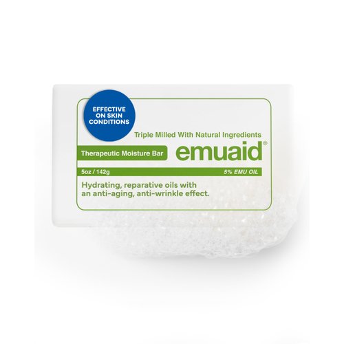 EMUAID Therapeutic Moisture Bar | Cleansing Face & Body Bar Soap |Soothe & Repair Dry, Damaged Skin |with 5% Emu Oil, Tea Tree Oil, Argan Oil, Macadamia & Jojoba | For All Skin Types | 5oz Bar, 1 Pack