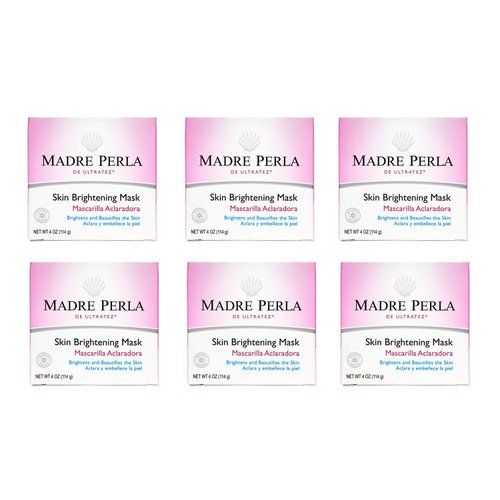 MADRE PERLA DE ULTRATEZ Skin Brightening Mask, No Hydroquinone, Parabens or Artificial Colors, Allergy-Tested, Made in USA 4 OZ (6 Jars)