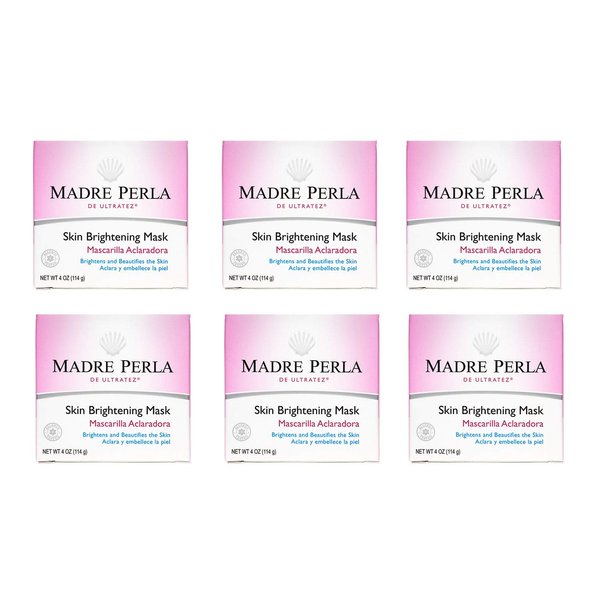 MADRE PERLA DE ULTRATEZ Skin Brightening Mask, No Hydroquinone, Parabens or Artificial Colors, Allergy-Tested, Made in USA 4 OZ (6 Jars)