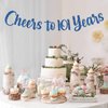 MonMon & Craft Cheers to 101 Years Banner/Women Men 101st Birthday Banner/Happy 101st Wedding Annviersary / 101st Birtdhay Party Decorations - Blue Glitter (101)