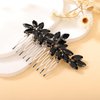 Kercisbeauty Black Crystal Beads Cute Hair Comb for Women and Girls Wedding Bridal Handmade Classic Jewelry Hair Piece for Prom Dancing Ball