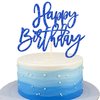 1 PCS Happy Birthday Cake Topper Glitter Happy Birthday Cake Pick for Celebrating Happy Birthday Anniversary Theme Party Cake Decorations Supplies Dark Blue