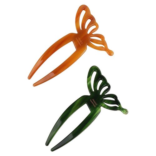 2Pcs Acetic Acid Butterfly U-shaped Hair Stick Chinese Style Butterfly Hair Pins Vintage Hair Bun Chignon Barrettes for Women Girls