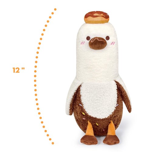 PEACH CAT Donut Banana Duck Plush Pillow with Chocolate Body Doughnut Banana Duck Stuffed Animal Gift for Kids White and Brown 12"
