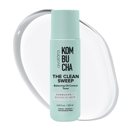 Avatara - Kombucha The Clean Sweep Face Toner, Glycolic Acid Toner for Face, Face Exfoliator with Witch Hazel and Bakuchiol, Calming Pore Minimizer for Face, Hydrating Skincare for Teens, 4.05 fl. Oz