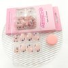 Square Press on Nails Short Fake Nails with Flower Designs Glossy Glue on Nails Cute Acrylic Nails Nude Full Cover Artificial Stick on Nails for Women 24Pcs