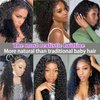 Kinky 4C Edges Hairline HD Lace Front Wig Human Hair With Curly Baby Hair 13x4 Lace Front Wigs Human Hair Pre Plucked Glueless Curly Lace Front Wigs Human Hair For Black Women 150% Density (22 Inch)