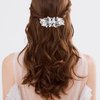 EVER FAITH Women's Austrian Crystal Wedding Art Deco Leaf Barrette Hair Clip Clear Silver-Tone