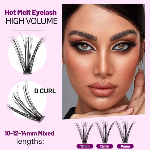 Dedila 200Pcs Handmade Individual False Eyelashes Thickness 0.07mm D Curl Mixed 10-12-14mm /11-13-15mm/12-14-16mm/16-18-20mm 3D Volume Cluster Eye Lashes Etensions (10-12-14mm)