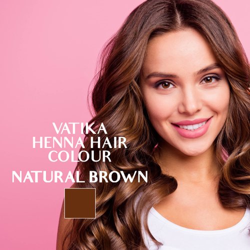 Dabur Vatika Henna Hair Color - Henna Hair Dye, With Beautiful Overtone Conditioner, Zero Ammonia For Natural Strong and Shiny Hair, 100% Grey Coverage, 18 Sachets X 10g (Natural Brown, Pack of 3)
