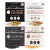 Kitsch 4-Piece Bar Set - Rice Water Shampoo & Conditioner Bars, Charcoal Body Soap Bar, Sugar Scrub Bar - Solid Bars w/Castor Oil & Coconut Oil - Vegan, Paraben & Sulfate Free, Hair & Body Care