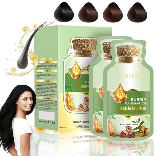 Pure Plant Extract Bubble Hair Dye Shampoo for Grey Color - 20ml, 10 Packs (Natural Black)