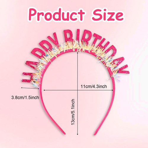 Birthday Headband, Happy Birthday Headpiece for Women Girl, Glitter Birthday Hair Band Tiara Crown Headwear, Happy Birthday Hat Party Prop Decorations Accessories Gift