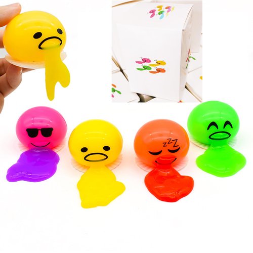 Vomiting Egg Stress Ball, Puking Egg Fidget Toy, Vomiting Egg Yolk, Novelty Stress Relief Squeeze Toys Funny Christma Birthday Gifts, Fidget Prank Toy 4 Colors