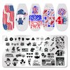 JERCLITY 6pcs 4th of July Nail Stamping Plates Independence Day Nail Stamping Kit Patriotic American Flag Stars Statue of Liberty Image Plates Nail Art Design Template Print Nail Stamper Kit for Women