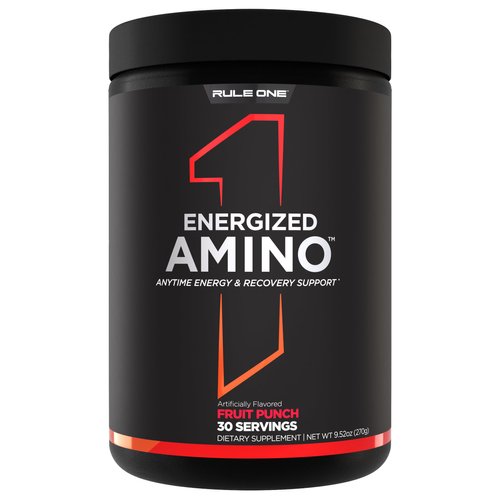 Rule 1 Energized Amino – Anytime Energy and Recovery Support with BCAAs, Glutamine, Citrulline, Beta Alanine, and Caffeine from Green Coffee & Tea Leaf Extracts (30 Servings, Fruit Punch)